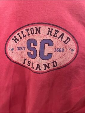 Hilton Head SC Graphic Long Sleeve Tee - Coral Pink